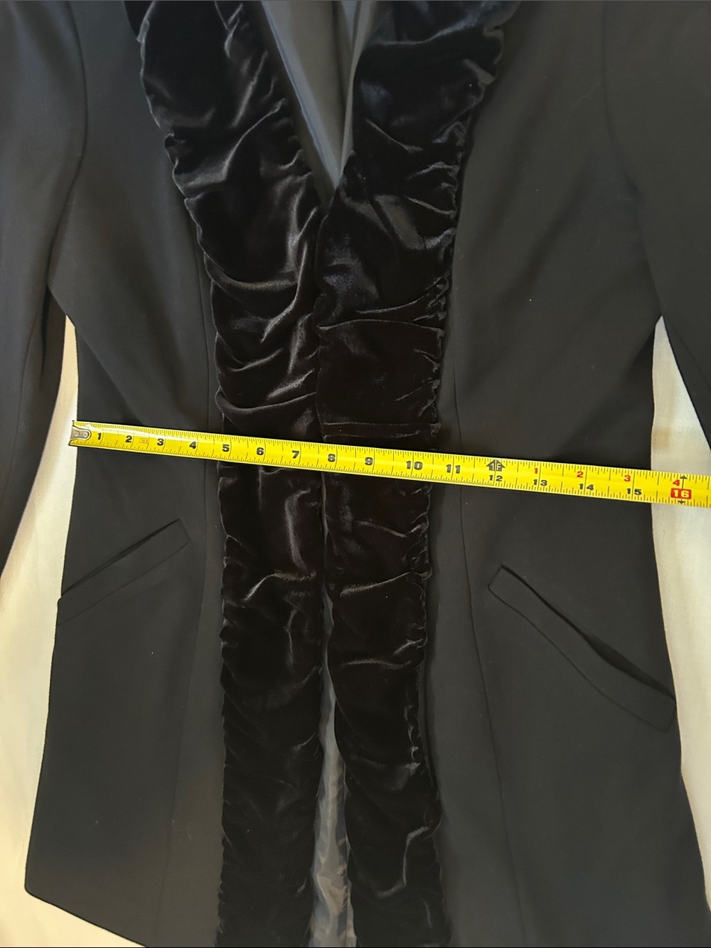 INC Women’s Black Velvet-Trim Long Jacket - Picture 9 of 10